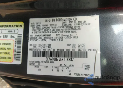 2014 Ford Fusion Se from USA, damaged, VIN 3FA6P0H77E1118887